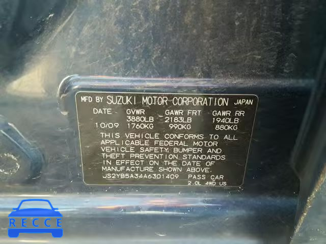2010 SUZUKI SX4 BASE JS2YB5A34A6301409 image 9