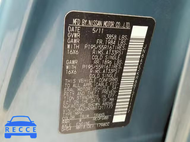 2011 NISSAN CUBE BASE JN8AZ2KR8BT211177 image 9