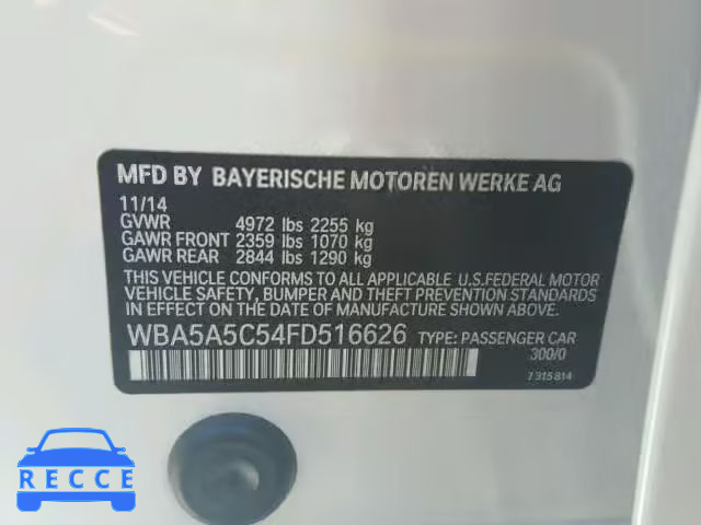 2015 BMW 528 I WBA5A5C54FD516626 image 9