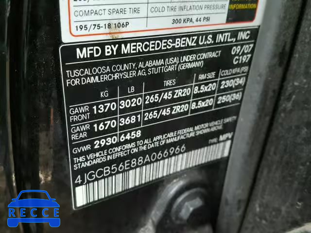 2008 MERCEDES-BENZ R 350 4JGCB56E88A066966 image 9
