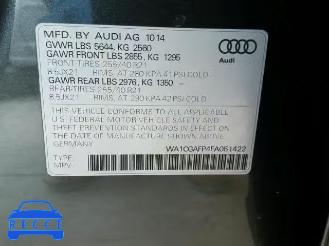 2015 AUDI SQ5 PREMIU WA1CGAFP4FA051422 зображення 9