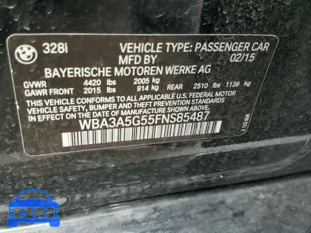2015 BMW 328 I WBA3A5G55FNS85487 зображення 9