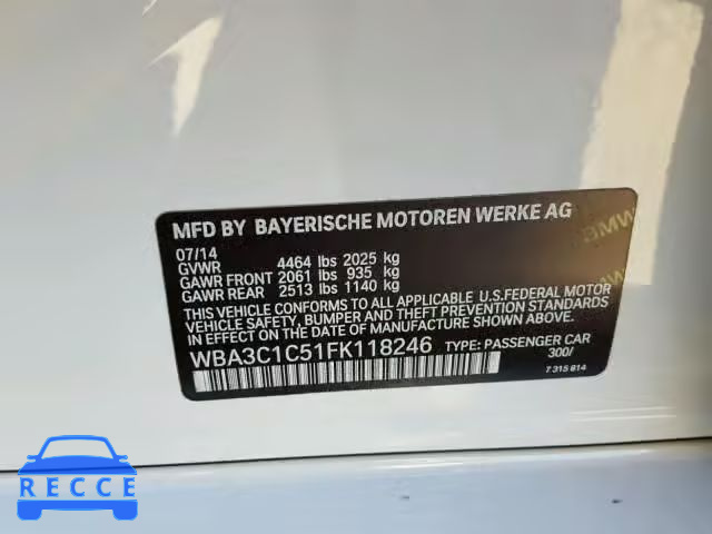 2015 BMW 328 I SULE WBA3C1C51FK118246 зображення 9
