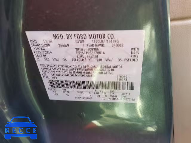 2010 FORD ESCAPE HYB 1FMCU4K36AKB64645 image 9