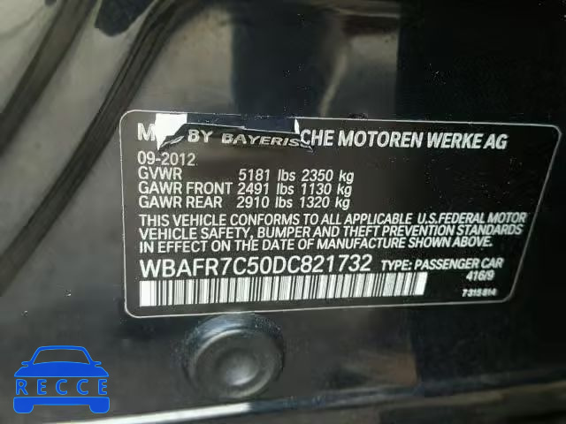 2013 BMW 535 I WBAFR7C50DC821732 зображення 9