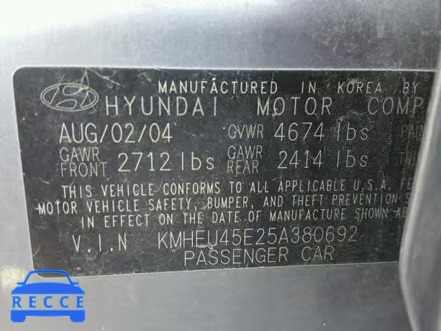 2005 HYUNDAI XG 350 KMHFU45E25A380692 image 9