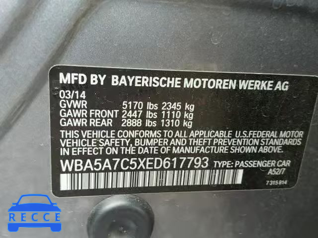 2014 BMW 528 XI WBA5A7C5XED617793 зображення 9