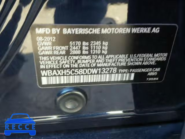 2013 BMW 528 XI WBAXH5C58DDW13278 image 9