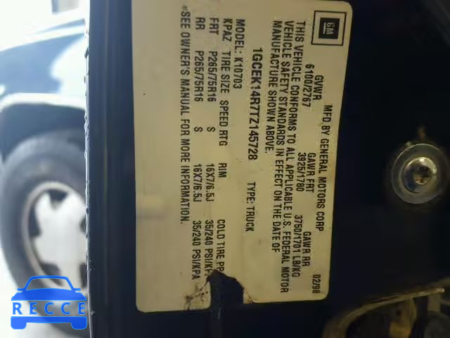 1996 CHEVROLET GMT-400 K1 1GCEK14R7TZ145728 image 9