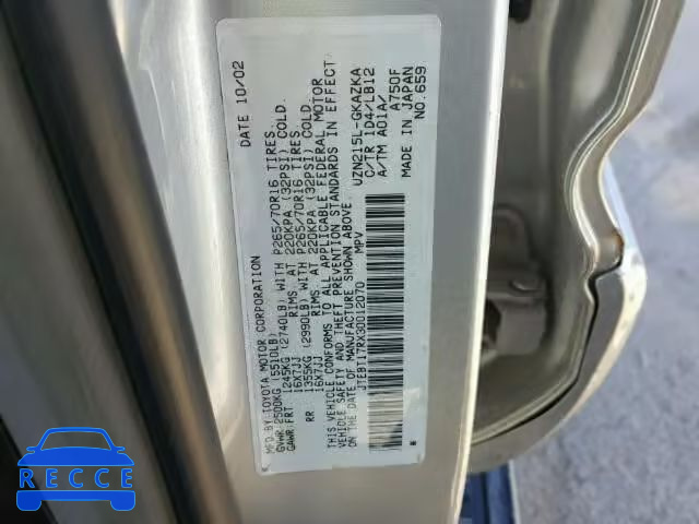 2003 TOYOTA 4RUNNER LI JTEBT17RX30012070 image 9