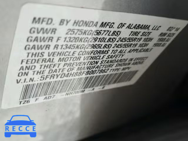 2015 ACURA MDX ADVANC 5FRYD4H88FB007862 image 9