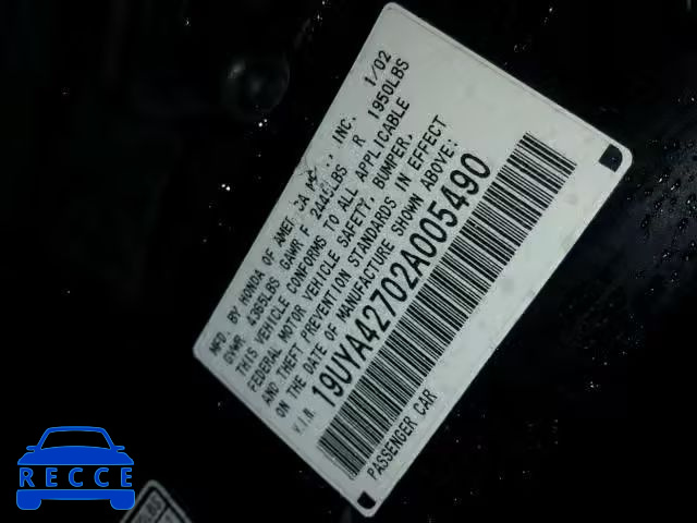 2002 ACURA 3.2CL TYPE 19UYA42702A005490 image 9