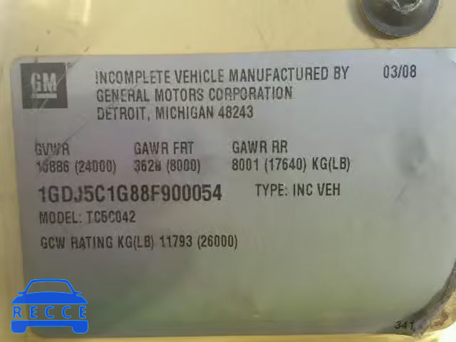 2008 GMC C5500 C5C0 1GDJ5C1G88F900054 image 9