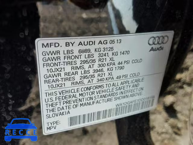 2013 AUDI Q7 PRESTIG WA1DGAFE7DD016159 image 9