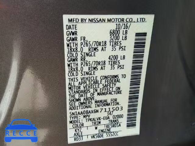 2006 NISSAN ARMADA SE 5N1AA08AX6N711503 image 9