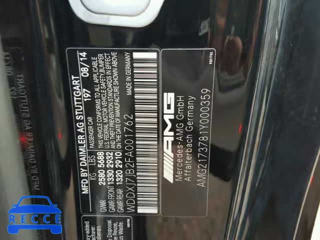 2015 MERCEDES-BENZ S 63 AMG WDDXJ7JB2FA001762 image 9