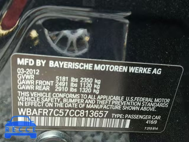 2012 BMW 535 I WBAFR7C57CC813657 image 9