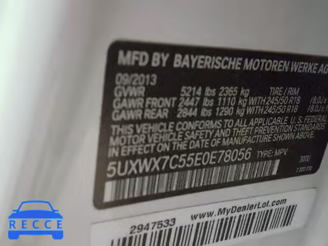 2014 BMW X3 XDRIVE3 5UXWX7C55E0E78056 image 9