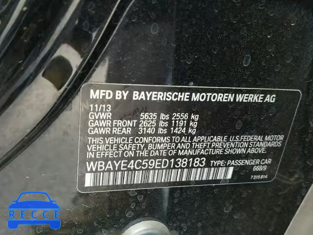 2014 BMW 740 LI WBAYE4C59ED138183 зображення 9
