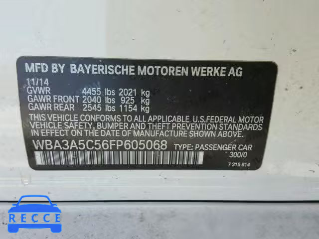 2015 BMW 328 I WBA3A5C56FP605068 зображення 9