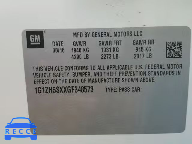 2016 CHEVROLET MALIBU PRE 1G1ZH5SXXGF348573 image 9