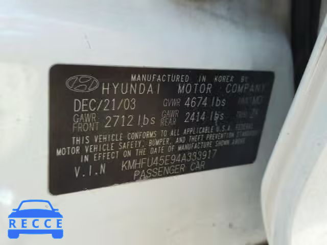 2004 HYUNDAI XG 350 KMHFU45E94A333917 image 9