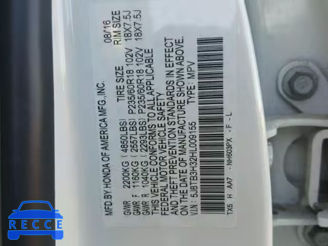 2017 ACURA RDX BASE 5J8TB3H32HL009155 image 9