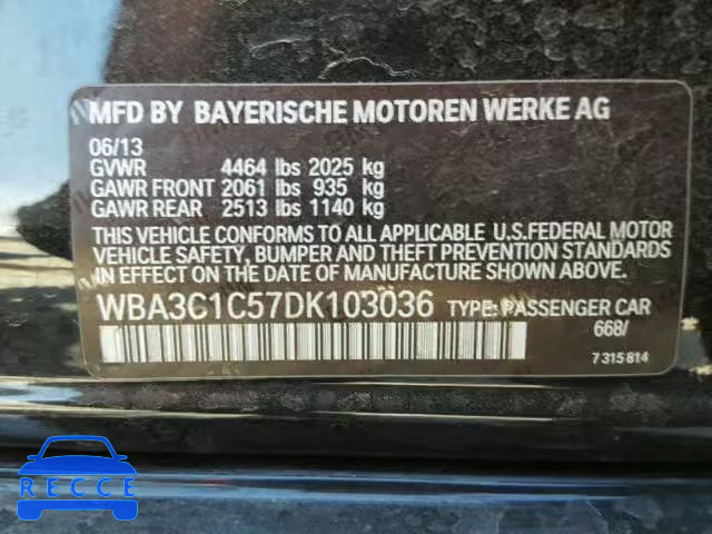2013 BMW 328 I SULE WBA3C1C57DK103036 Bild 9