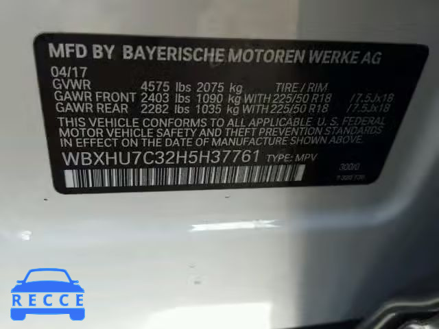 2017 BMW X1 SDRIVE2 WBXHU7C32H5H37761 image 9