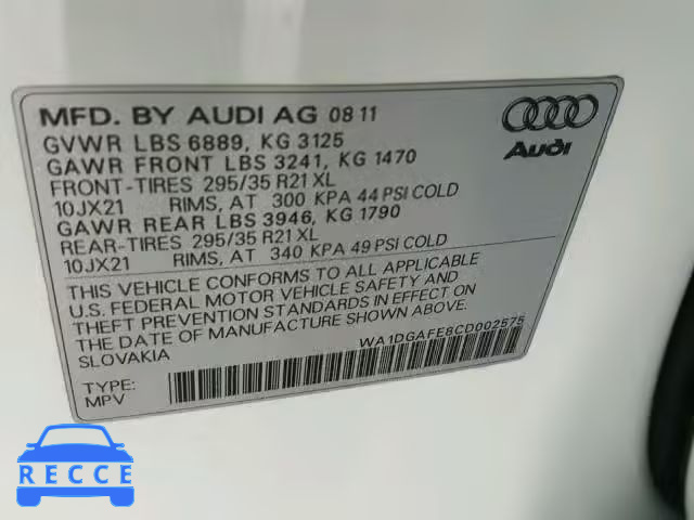 2012 AUDI Q7 PRESTIG WA1DGAFE8CD002575 image 9