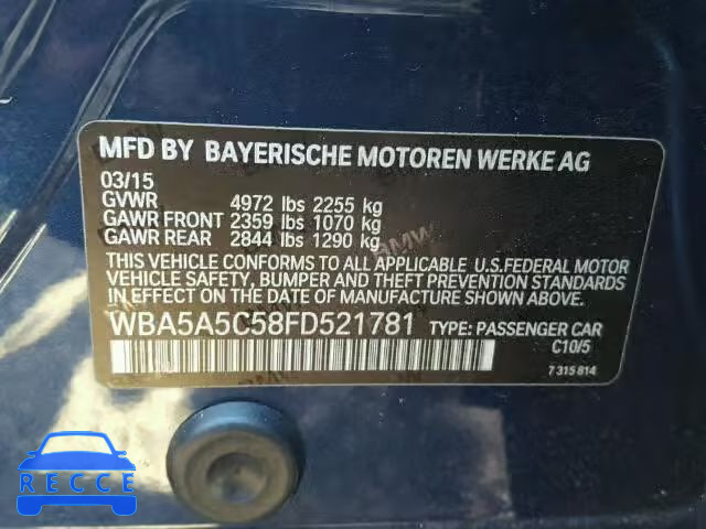 2015 BMW 528 I WBA5A5C58FD521781 image 9