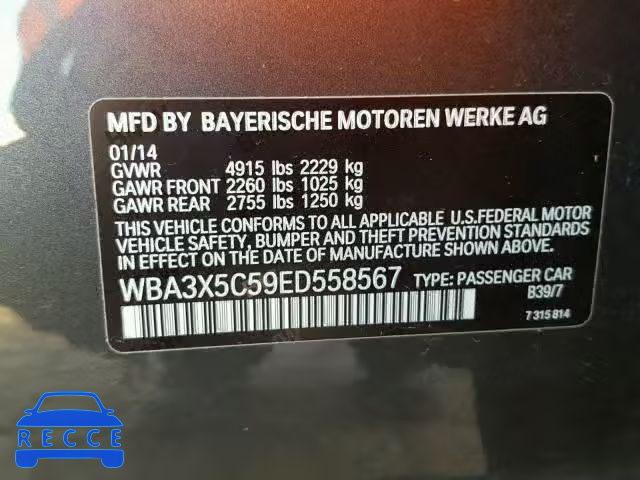 2014 BMW 328 XIGT WBA3X5C59ED558567 зображення 9