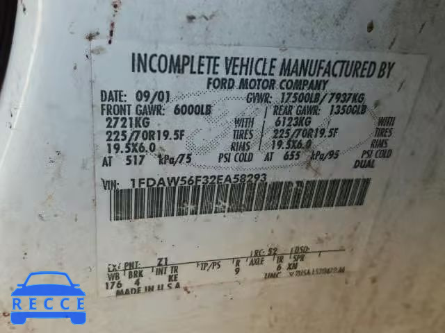 2002 FORD F550 SUPER 1FDAW56F32EA58293 image 9