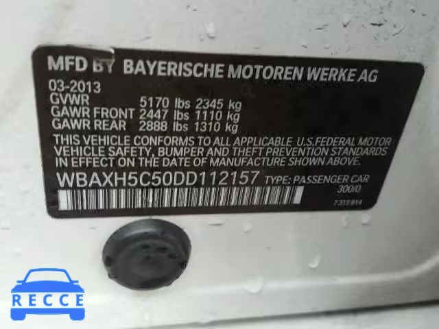 2013 BMW 528 XI WBAXH5C50DD112157 image 9