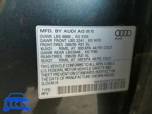 2015 AUDI Q7 PRESTIG WA1DGAFE2FD030487 image 9