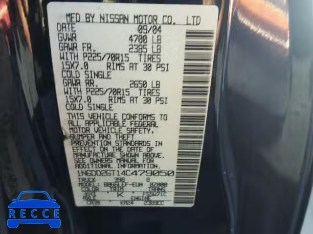 2004 NISSAN FRONTIER K 1N6DD26T14C479050 image 9