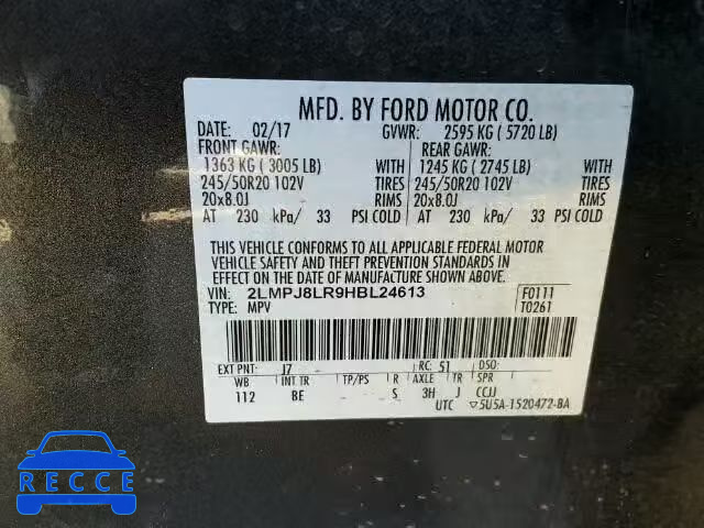 2017 LINCOLN MKX RESERV 2LMPJ8LR9HBL24613 image 9