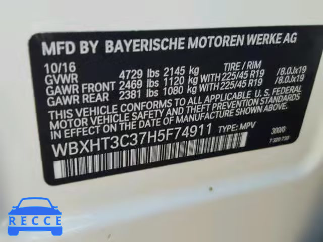 2017 BMW X1 XDRIVE2 WBXHT3C37H5F74911 image 9