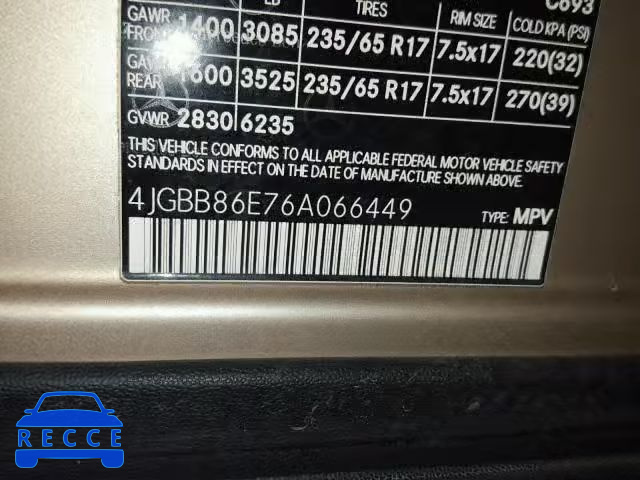 2006 MERCEDES-BENZ ML 350 4JGBB86E76A066449 image 9