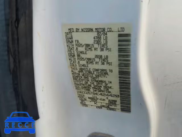 2004 NISSAN FRONTIER K 1N6DD26T84C424420 image 9