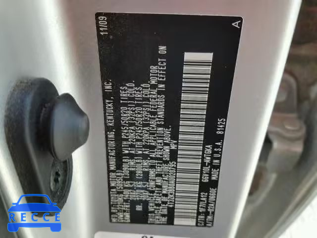 2010 TOYOTA VENZA BASE 4T3ZK3BB0AU020795 image 9