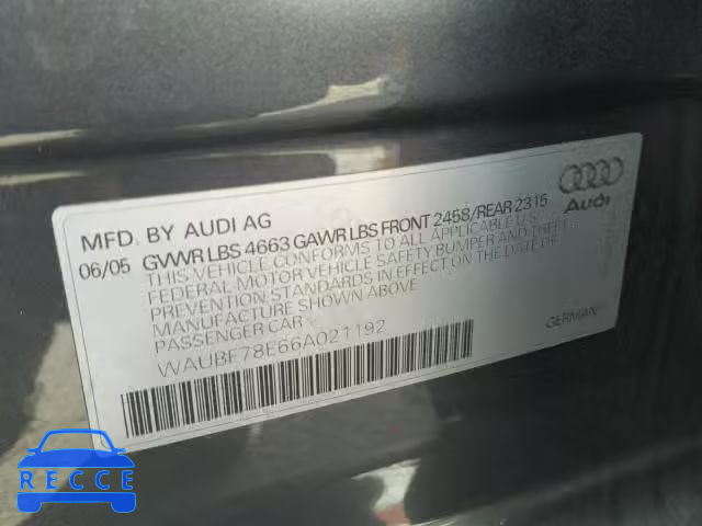 2006 AUDI A4 S-LINE WAUBF78E66A021192 image 9