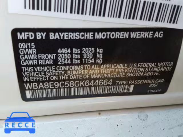 2016 BMW 328 I SULE WBA8E9C58GK644664 зображення 9