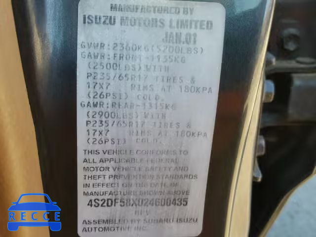 2002 ISUZU AXIOM XS 4S2DF58X024600435 Bild 9