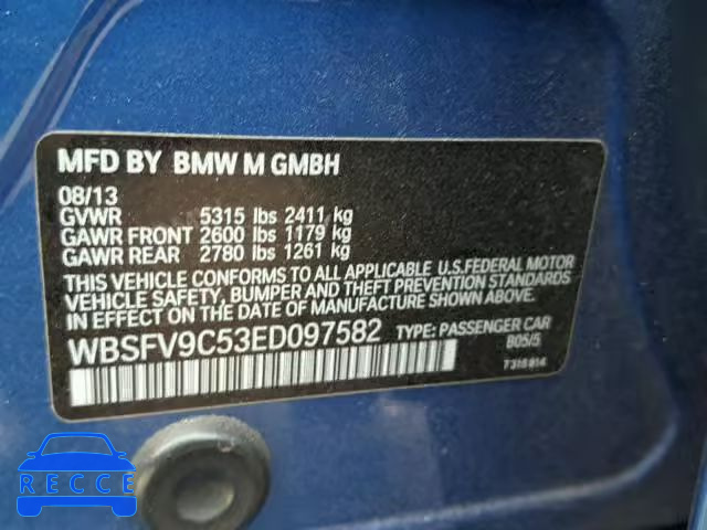2014 BMW M5 WBSFV9C53ED097582 image 9