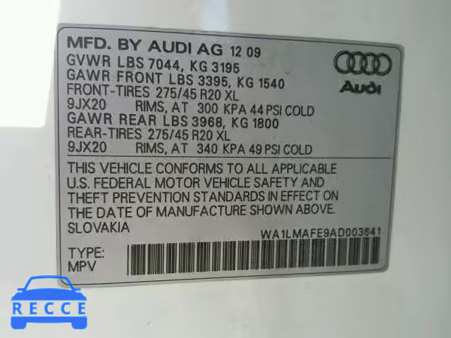 2010 AUDI Q7 PREMIUM WA1LMAFE9AD003641 image 9