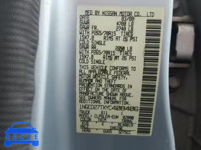 2000 NISSAN FRONTIER C 1N6ED27TXYC408406 image 9