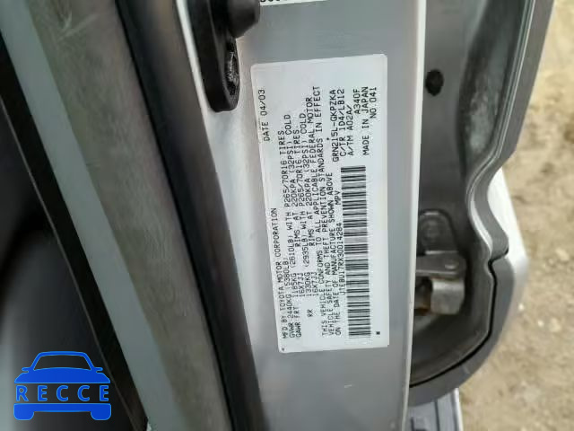 2003 TOYOTA 4RUNNER LI JTEBU17RX30014284 image 9