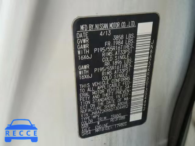 2013 NISSAN CUBE S JN8AZ2KR6DT304492 зображення 9