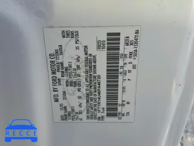 2006 FORD RANGER SUP 1FTYR14U46PA46720 image 9